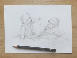 Original illustration drawing - hush little baby- signed by Petra Brown - Picture 1 of 2