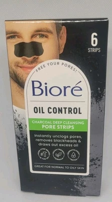 Biore Oil Control Charcoal Deep Cleansing Pore 6 Nose Strips. Free Shipping - Image 1 of 3