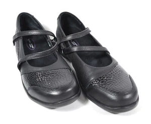 Aetrex Julia E360W Mary Jane schwarzer Schuh aus genarbtem Leder Größe 8,5 M - Bild 1 von 7