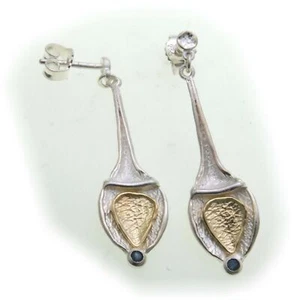 Pendientes colgantes plata de ley 925 zafiro bicolor plata de ley - Imagen 1 de 2