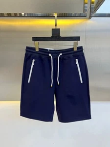 Brunello Cucinelli Herren Baumwolle Sport Freizeit Shorts Tasche Reißverschluss Marine Hose - Bild 1 von 7