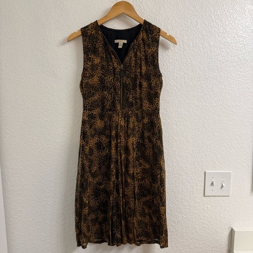 Abito Burberry Brit in seta con stampa ghepardo aderente e svasato taglia 4