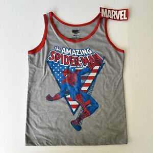 Marvel Spider Man Boys Sleeveless T-Shirt Red White Blue Graphic Tank Top Size S