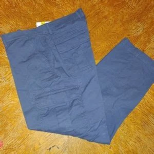 Roundtree & Yorke Mens New Flat Front Chino Cargo Pants Khakis 40 40w 40x30 Blue - Picture 1 of 3