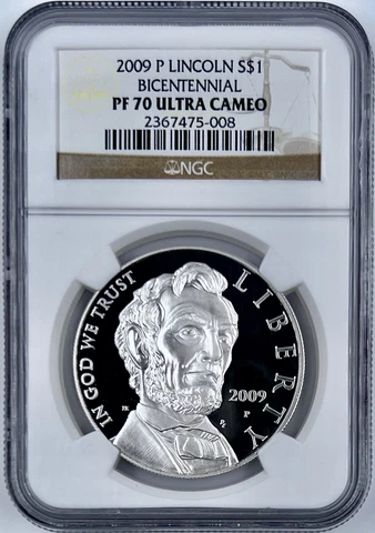2009-P Abraham Lincoln $1 Commemorative Silver Coin NGC PF70UCAM Cover