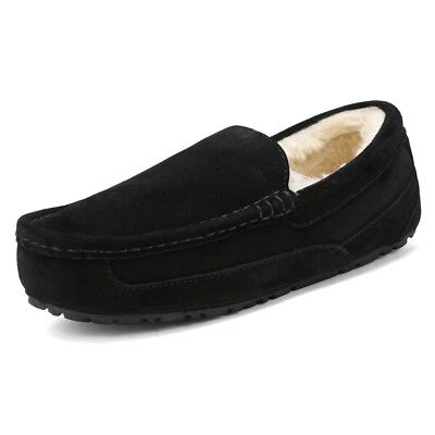 Men's Moccasin Slippers Fuzzy Warm Plush Lining Winter Cozy Slip On House Shoes - Image 1 of 4