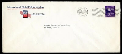 US Scott 842 Prexie Coil on 2-Color Ad Cover for International  Metal Polish Co. - Image 1 of 2