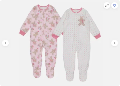 Kids Headquarters Pajama Blanket Sleeper 2 PK GINGER BREAD(PINK 6M)NWT - Imagem 1 de 4