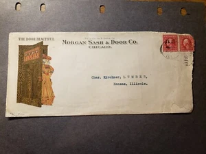 MORGAN SASH & DOOR Co, CHICAGO, ILLINOIS 1912 Ad Postal History Cover Kansas, IL - Picture 1 of 3