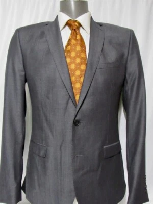 Blazer Ben Sherman Camden Talla 40R A Medida Ajuste Ajustado Cuadros Gris Carbón  Foto 1 de 4