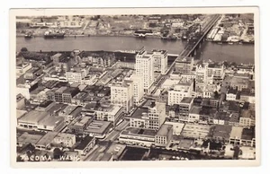 c1930 RPPC TACOMA WASHINGTON AERIAL DOWNTOWN RIVER BRIDGE VINTAGE POSTCARD WA !! - Picture 1 of 2