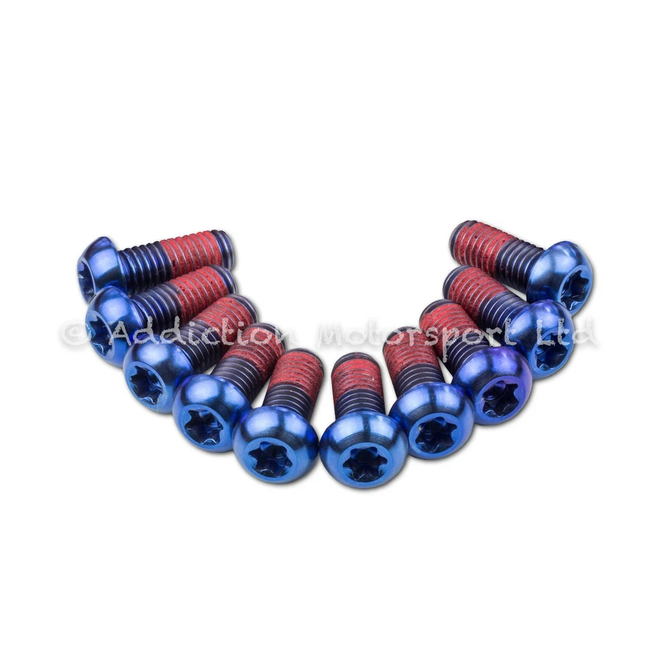 10x Ducati 848 2010 Blue Titanium Front Disc Rotor Bolts With Threadlock - Image 1 of 1