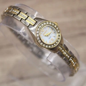 Elgin II Watch Womens Gold Tone Stainless Steel Classic Rhinestones White Dial - Picture 1 of 8