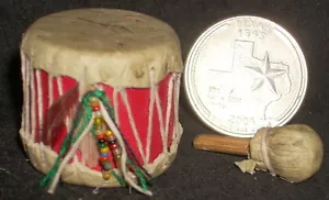 Mini Southwest Native American Indian Style Leather Drum 1:12 Instrument #5269 - Picture 1 of 3