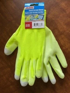 Tool Bench Touch Screen Neon Gloves One Size Fits Most Use with phones tablets - Picture 1 of 2