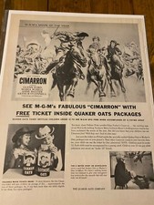 Vintage 1961 Glen Ford Anne Baxter Quaker Oats Cimarron Movie ad