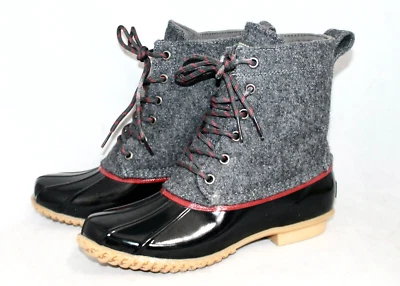 Nuevo BASS Harlequin F17 Impermeable Pato Bota Mujer 8M Gris Negro Rojo Borde Foto 1 de 4