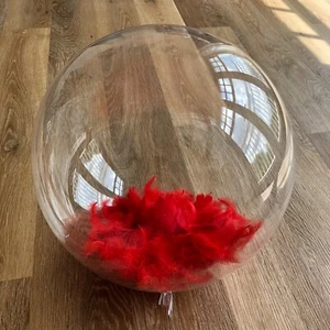 Brand New 24" Clear Bubble BoBo Round Balloons Filled With Red Feathers - Picture 1 of 2