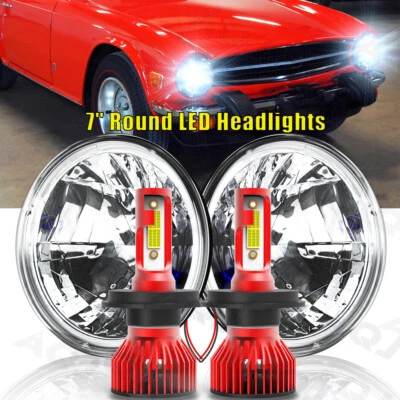 Para Triumph TR6 1969-1976 Proyector Redondo 7" Faros LED Halo Ojos de Ángel DRL Foto 1 de 4