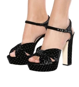 Sandalias de plataforma JIMMY CHOO Heloise de terciopelo manchado brillante talla 36 Negro - Imagen 1 de 12