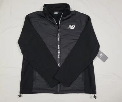 New Balance Hombres Negro-Blanco Cremallera Frontal Polar Chaqueta de Invierno Polar Poliéster Foto 1 de 4