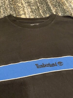 Camiseta negra Timberland S19 con rayas azules mediana se ajusta como grande Foto 1 de 4