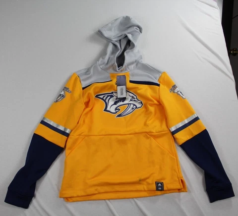 Adidas Yellow Womens Sweater Smashville Pullover Nashville Predators Size Small Cover