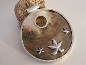 Ilias Lalaounis Mother of Pearl Sterling Silver 925 Oversized Pendant. Seastars. - Picture 1 of 6