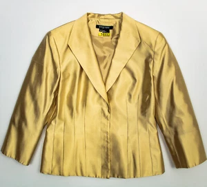 Traje de mujer Etcetera chaqueta 100 % oro seda vestido profesional carrera talla 10 - Imagen 1 de 10