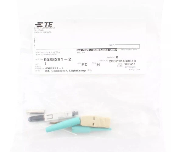 TE Connectivity 6588291-2 Lightcrimp Fiber Optic Connector OM3 SC MM 50UM - Image 1 of 4