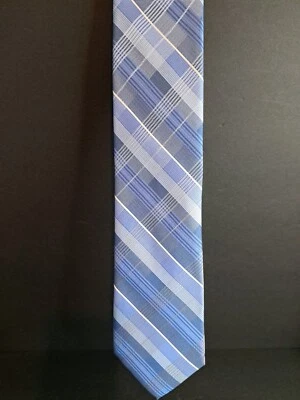 John Bartlett Mens Tie By Statements Blue And White Silk 3 In Wide - Image 1 of 4
