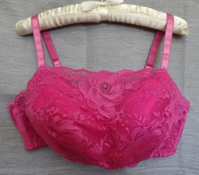 Amoureuse Pretty Cami Lace Bra Size 40D Wireless Pink Floral Lace Full Coverage — 第 1/4 张图片