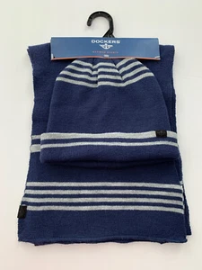 Dockers Schal Beanie Mütze Set 2-teilig Marineblau & Grau Farbe Winter Neu mit Etikett $ 36 - Bild 1 von 11