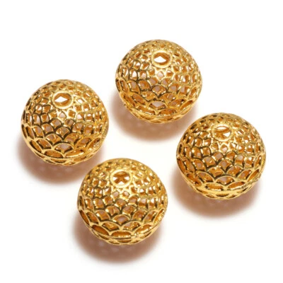 10 PIEZAS 19MM COBRE MACIZO BALI FILIGRANA CUENTAS CHAPADO EN ORO 18K 696 Foto 1 de 3