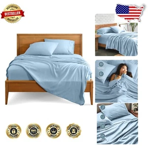 Luxury Full XL Sheet Set - Ultra-Soft Microfiber 4-Piece Light Blue Bedding - Picture 1 of 11
