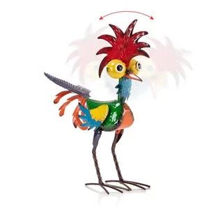 Garden Statue Rooster Wacky Metal 18 in. Tall Whimsical Indoor Outdoor Decor - Picture 1 of 11