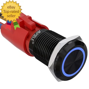 10 Amp 16Mm Latching Push Button Switch 12V Angel Eye LED Waterproof round - Picture 1 of 2