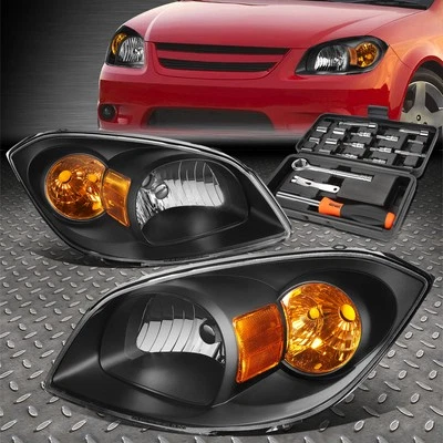 ДЛЯ 05-10 CHEVY COBALT PONTIAC G5 ЧЕРНЫЙ КОРПУС ЯНТАРНАЯ УГЛОВАЯ ФАРА + НАБОР ИНСТРУМЕНТОВ - Изображение 1 из 4