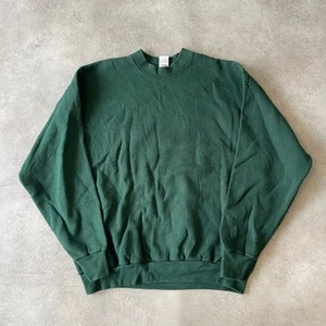 Fruit of the Loom Sweatshirt Mens XL Y2K Blank Crew Neck Jumper, Green - Picture 1 of 9