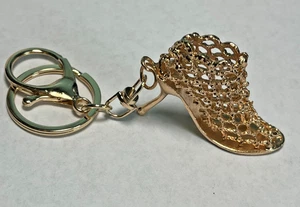 Gold Tone High Heel Shoe Purse Charm Keychain - Picture 1 of 5