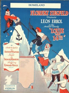 Ziegfeld LOUIE IL 14° 1925 Teatro Sigmund Romberg Spartiti PATRIA! - Foto 1 di 2