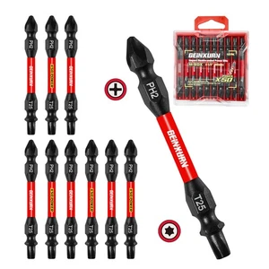 10-teiliges PH2-T25 Impact Doppelend-Schraubendreher-Bit-Set, 2,56 Zoll #2 Kreuzschlitz /#2... - Bild 1 von 9