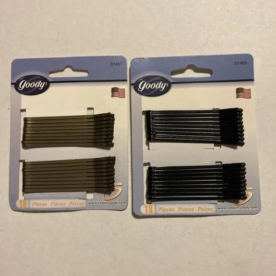 Goody 18 Slide Pins Bobby Pins 2.5” Metallic and Black 2000 New (2 Diff Sets)G74 - Image 1 of 4