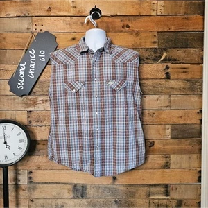 American Eagle's Herren ärmelloses kariertes Hemd mit Knopfleiste Gr. L - Bild 1 von 12