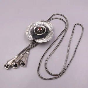 Reine S925 Sterlingsilber Kette Glücksblume Quaste Gliederkette 51-52 g 27,5 Zoll - Bild 1 von 7