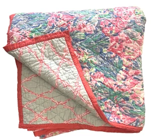 Lilly Pulitzer Pottery Barn Full Queen Quilt Set Fan Sea Pants Reversible Shams - Picture 1 of 10