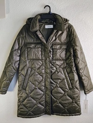 Abrigo chaqueta con capucha acolchada acolchada acolchada de invierno talla M de Calvin Klein para mujer Foto 1 de 4