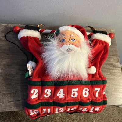 Annalee Christmas Countdown Calendar VTG Santa Elf Pocket Advent 2004 Hanging - Image 1 of 4