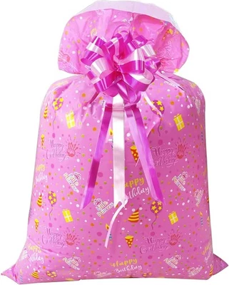 NIDEEN 56× 36 Inches Jumbo Gift Bag for Birthday Gifts, Giant Plastic Pink