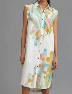 Vestido Maeve Talla M Anthropologie Lillian Manga Gorra Botón Como Nuevo Camisa Midi - Imagen 1 de 8